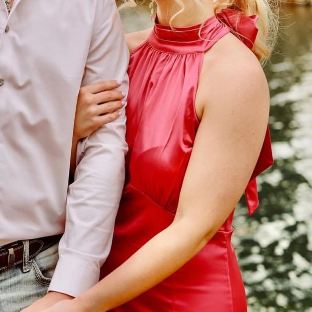 satin pink dress